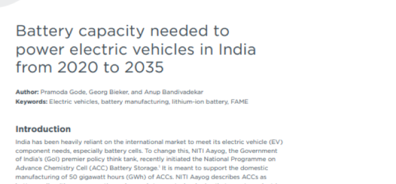 Battery capacity needed to power electric vehicles in India from 2020 to 2035